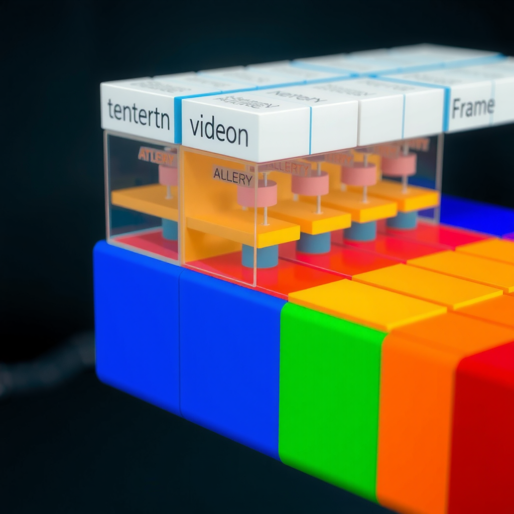 Detailed technical diagram showing the temporal attention mechanism in Stable Video Diffusion, illustrating how attention heads process frame sequences, with color-coded layers representing encoder blocks, cross-attention modules, and temporal convolution layers connecting sequential frames through latent space representations